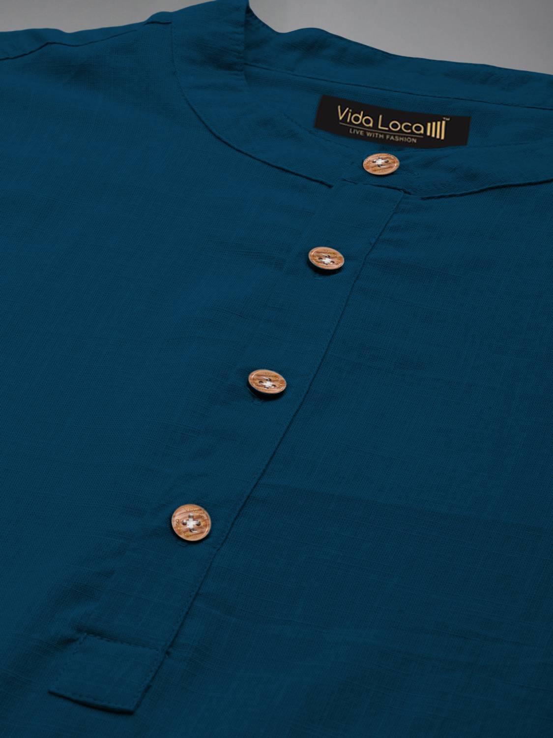 Vida Loca Men Blue Straight Kurta - Image 5