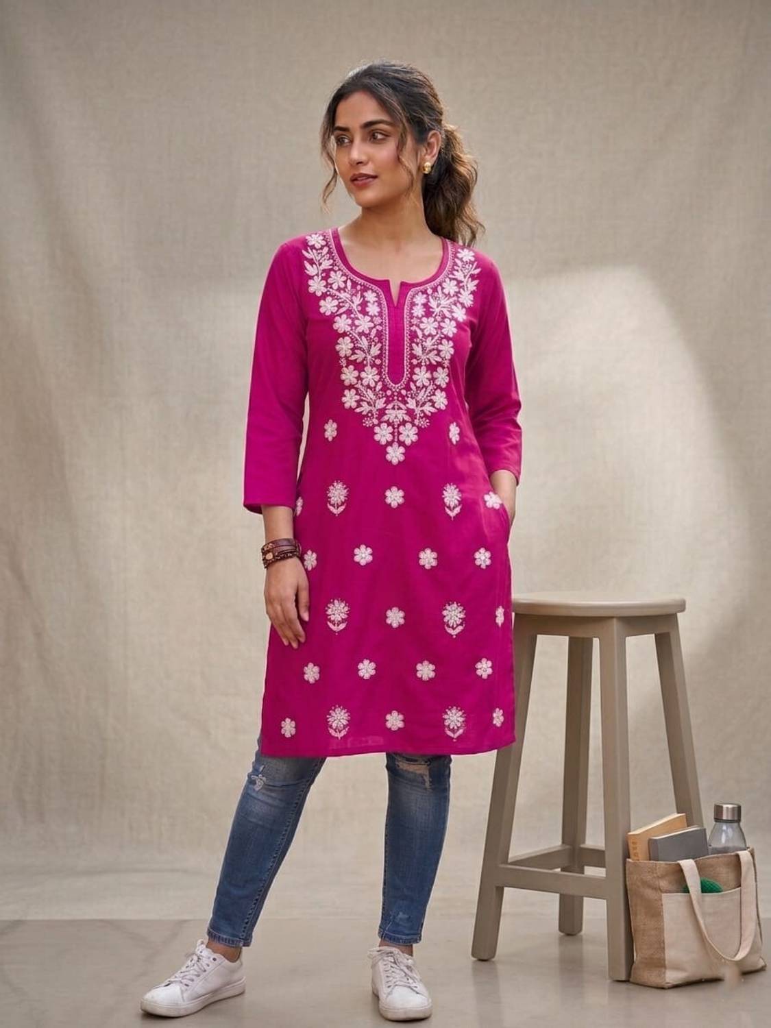 ABCOLLECTION Women Embroidered Straight Kurta