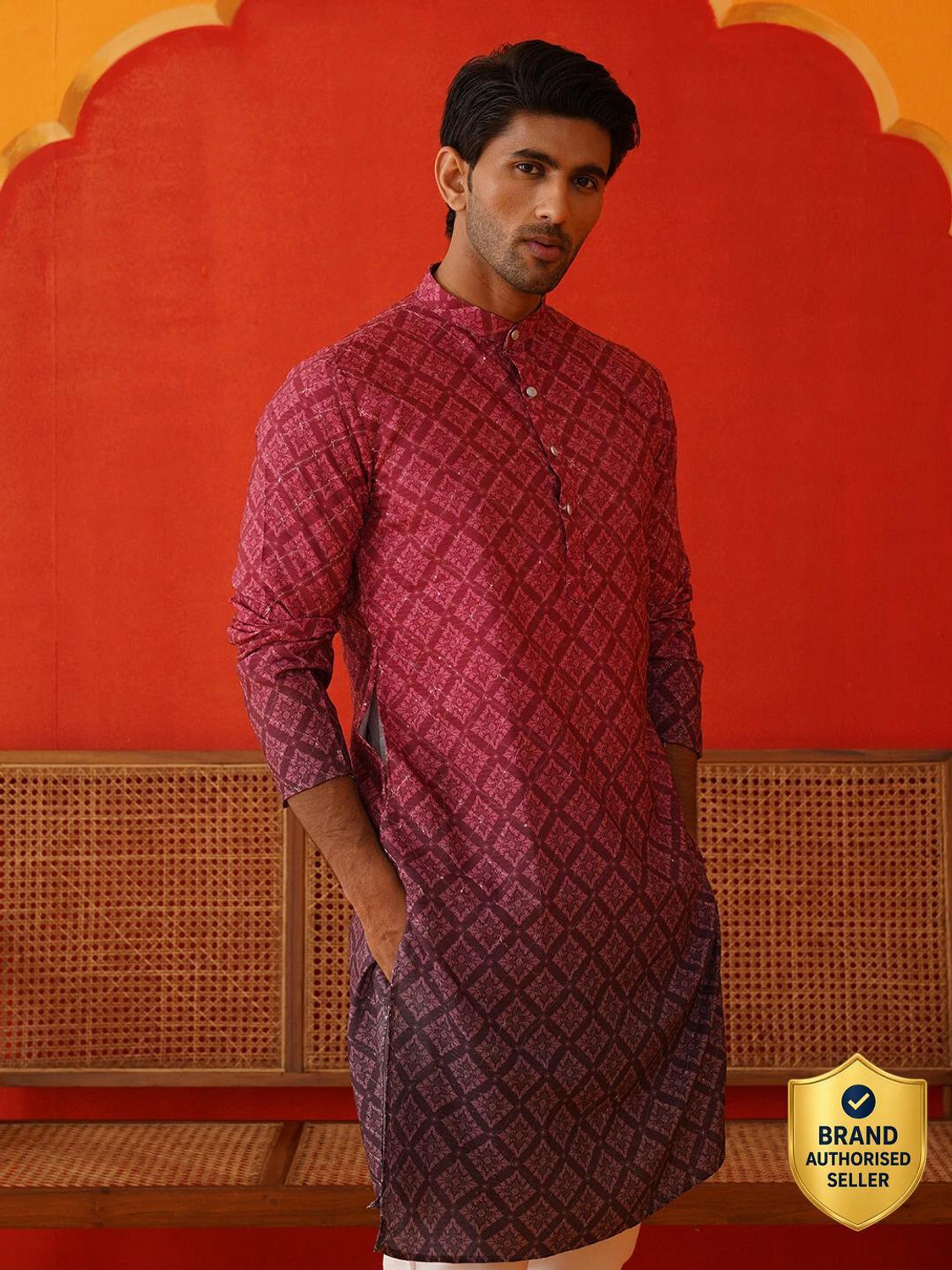 Image of Jompers Men Printed Straight Kurta