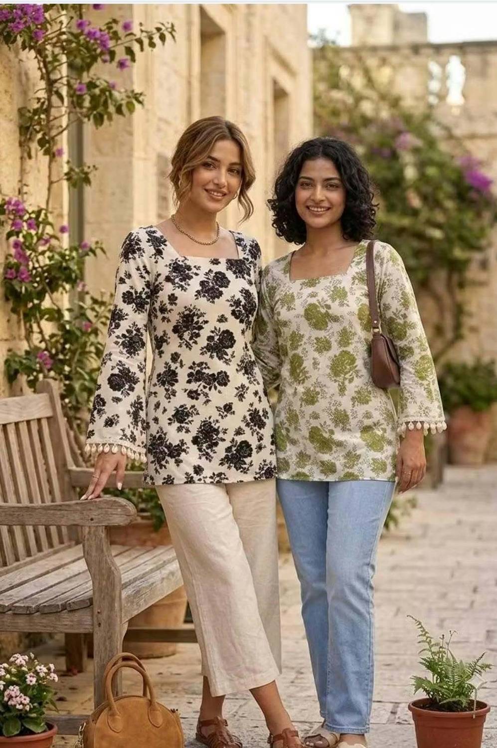 INDUCREATION Women Printed A-line Kurta Pack of 2 - Image 1