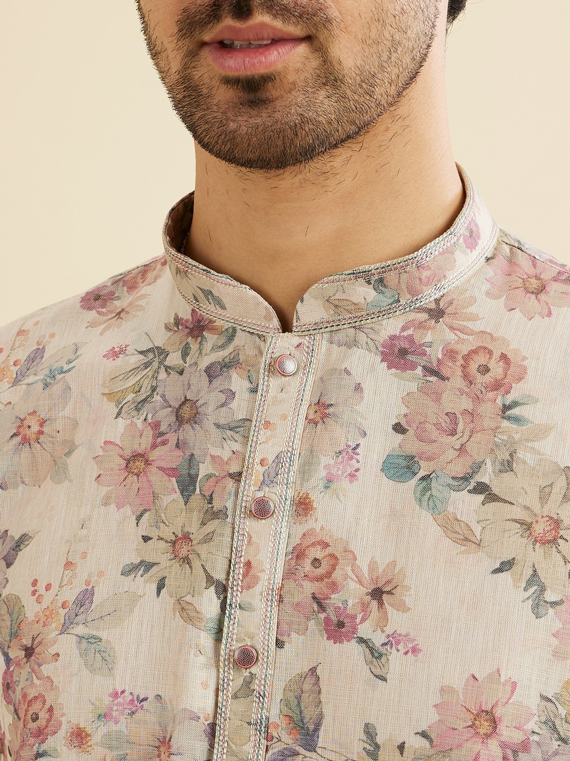 Image of MANYAVAR Men Printed Straight Kurta