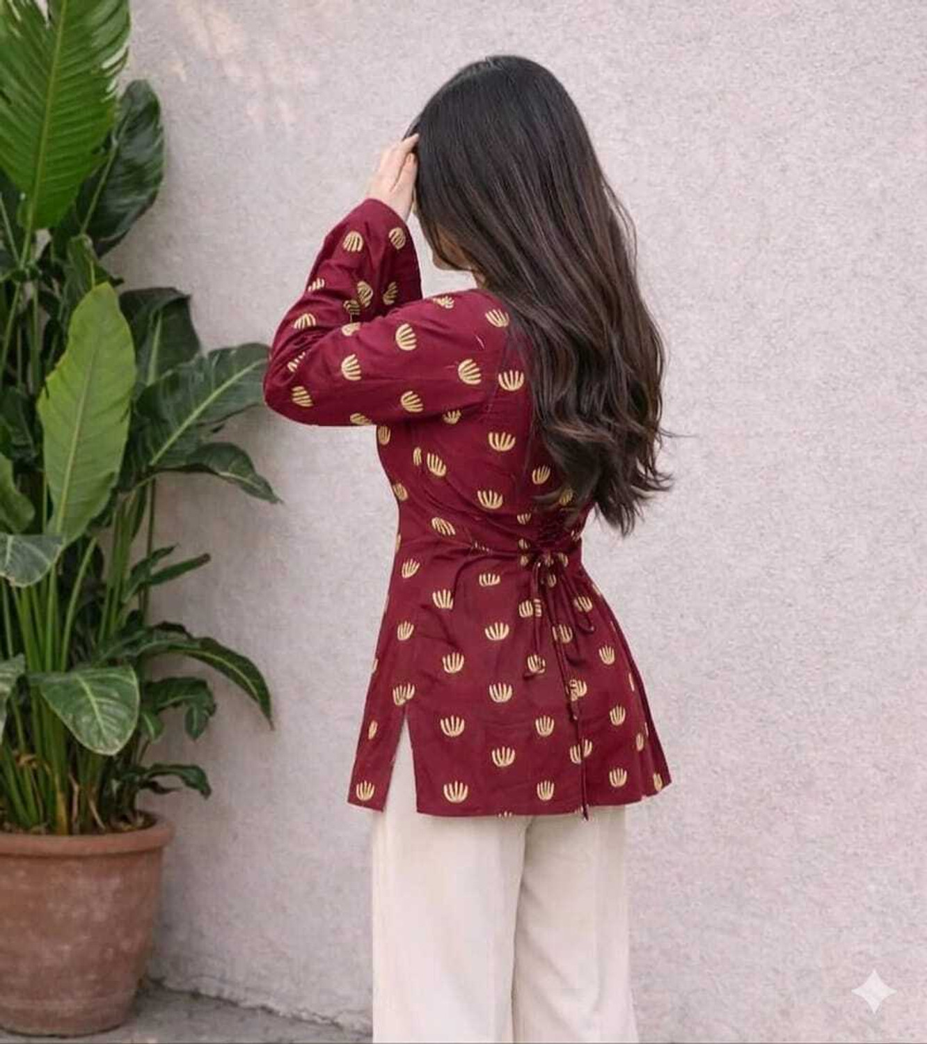 Image of THE ADVYTH CREATION Printed Viscose Rayon Straight Kurta for Women (Maroon)