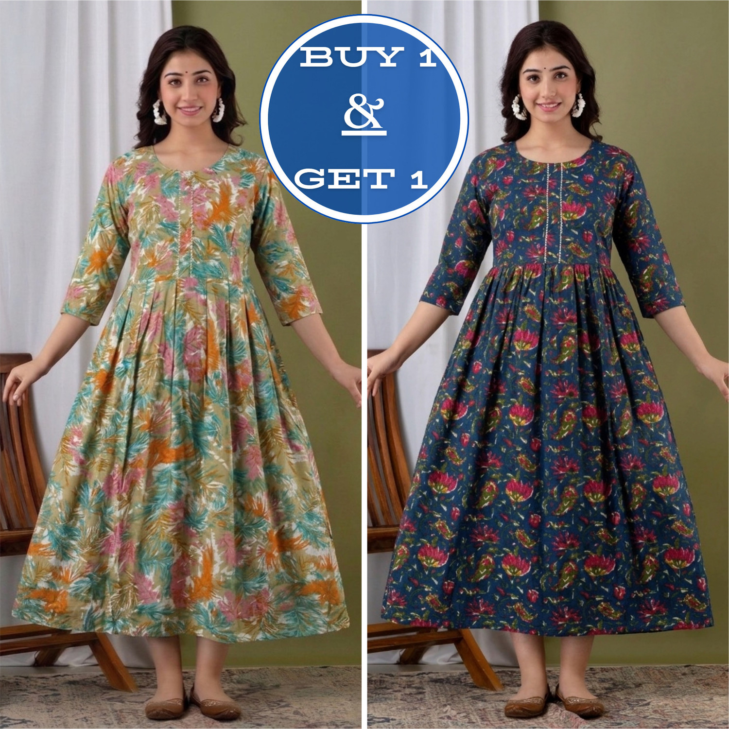 The_JD Women Floral Print Anarkali Kurta