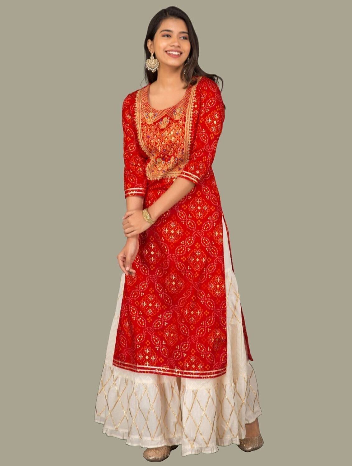 JAFFRY TEXTILES Women Embroidered Viscose Rayon Straight Kurta (R