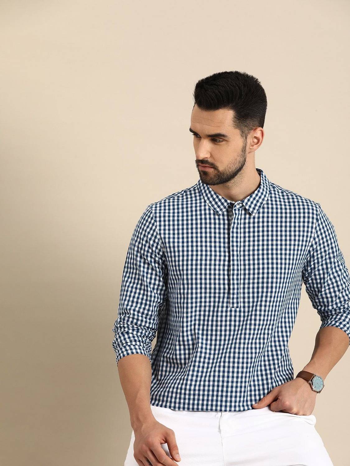 ANOUK Men Checkered Straight Kurta