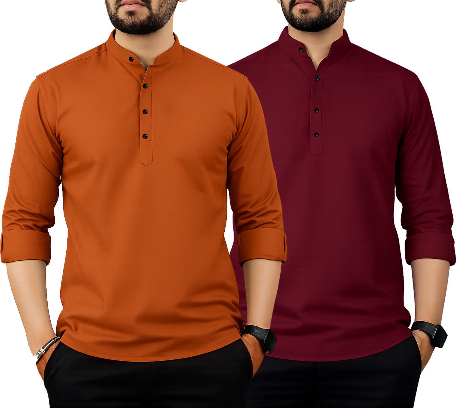 Image of LIMRO Men Solid Straight Kurta
