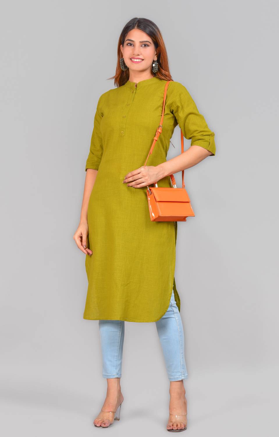 NEW STYLISH Women Printed Pure Cotton Straight Kurta (Green)