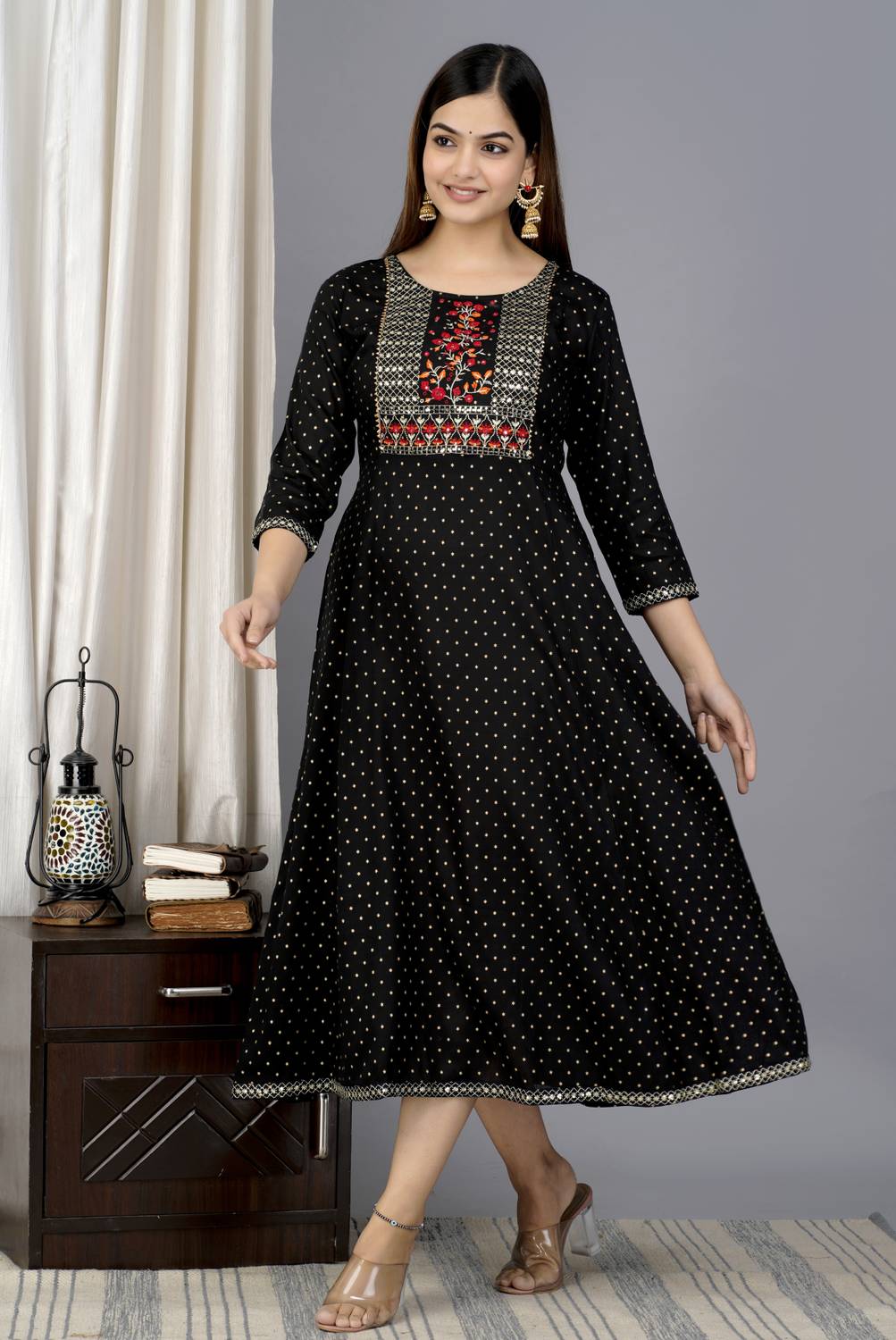 ANJAYA Women Printed Anarkali Kurta