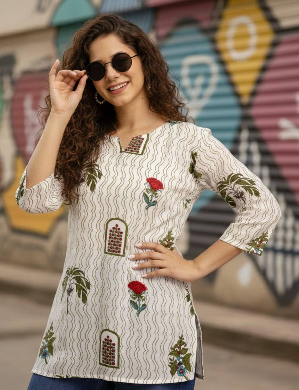 Zyla Women Printed Viscose Rayon Straight Kurta (Light Green)