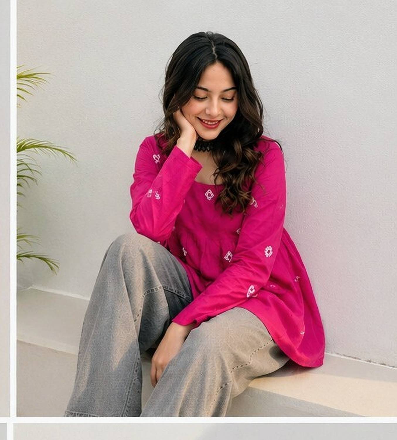 NEW4U Women Pink Printed Flared Kurta - Image 3
