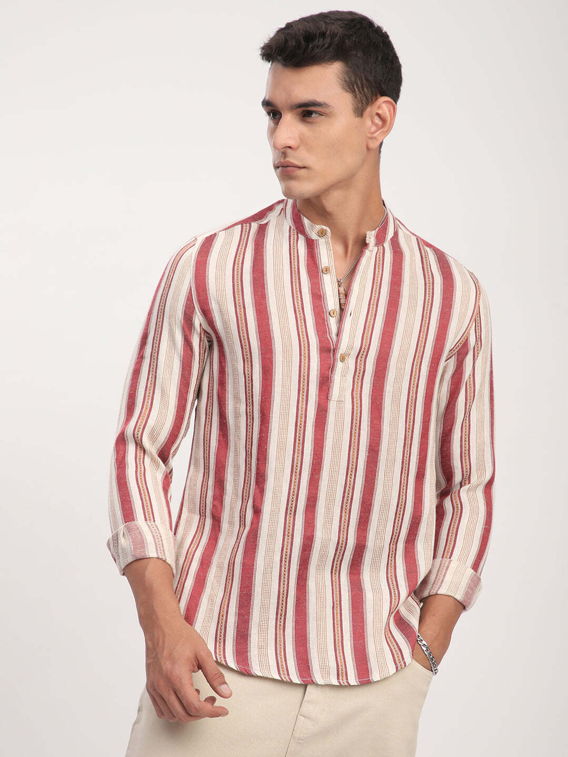 Image of VASTRADO Men Striped Straight Kurta