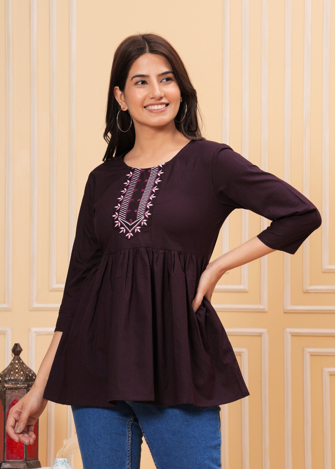 Image of CHECHI Women Embroidered A-line Kurta