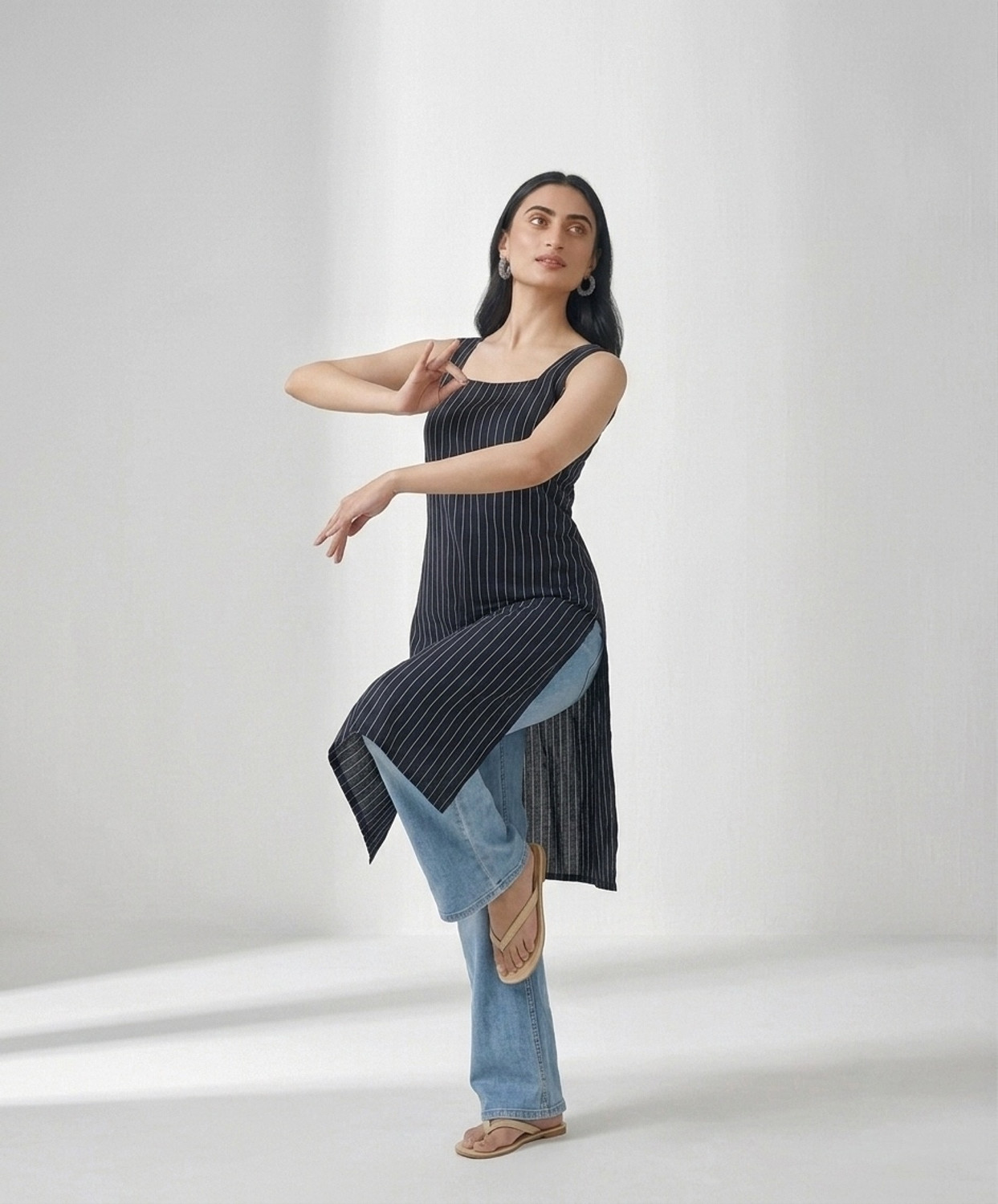 Image of IQYA APPAREL Women Striped Straight Kurta