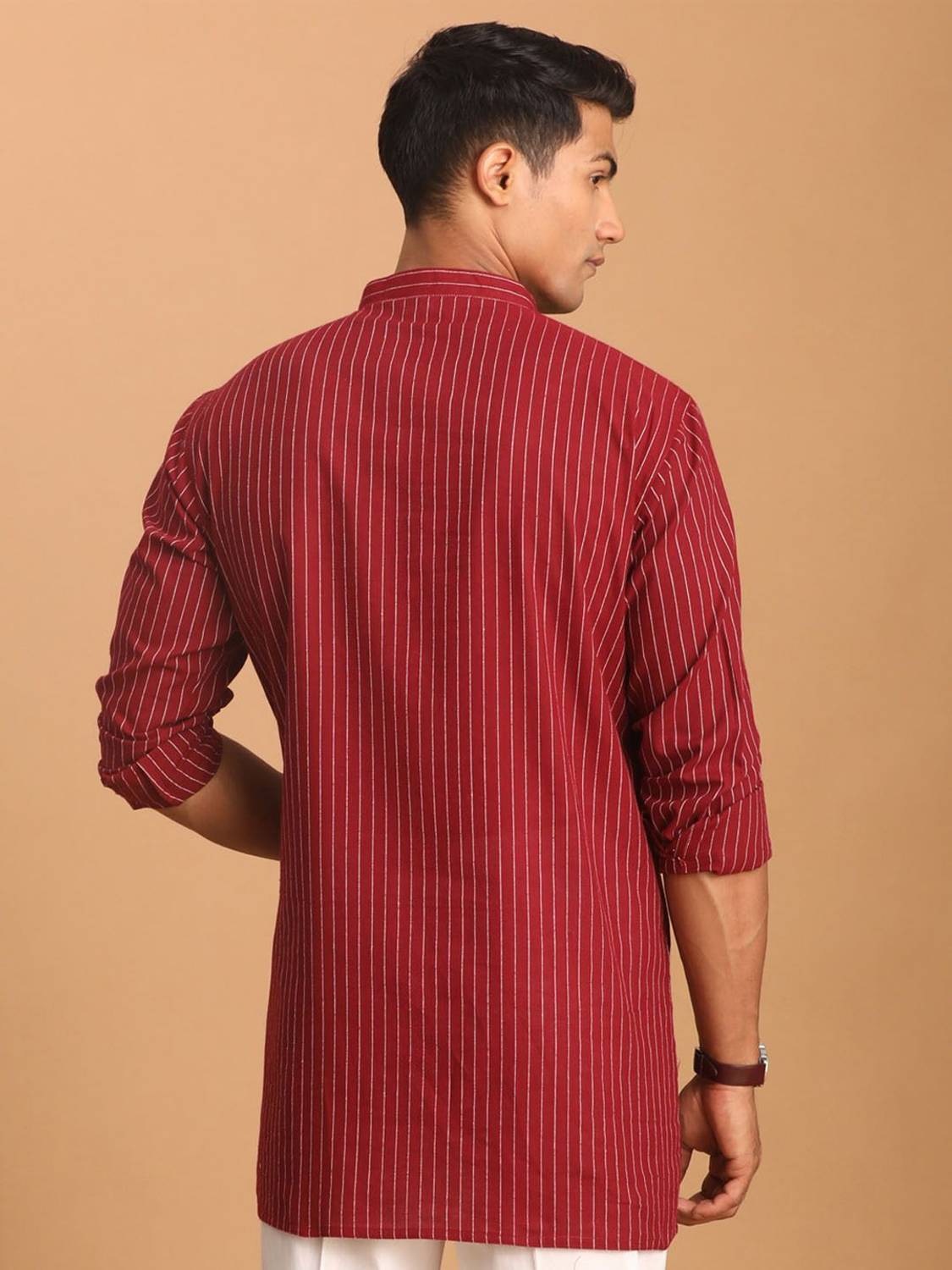 Shvaas Men Striped Straight Kurta - Image 3