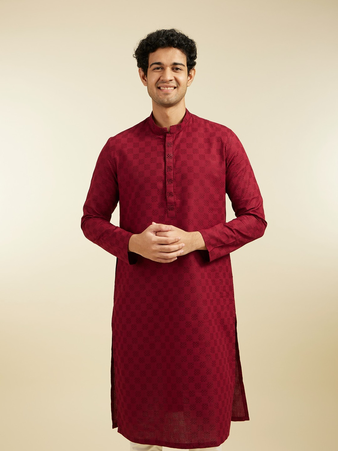 Image of DIWAS by Manyavar Men Self Design Straight Kurta