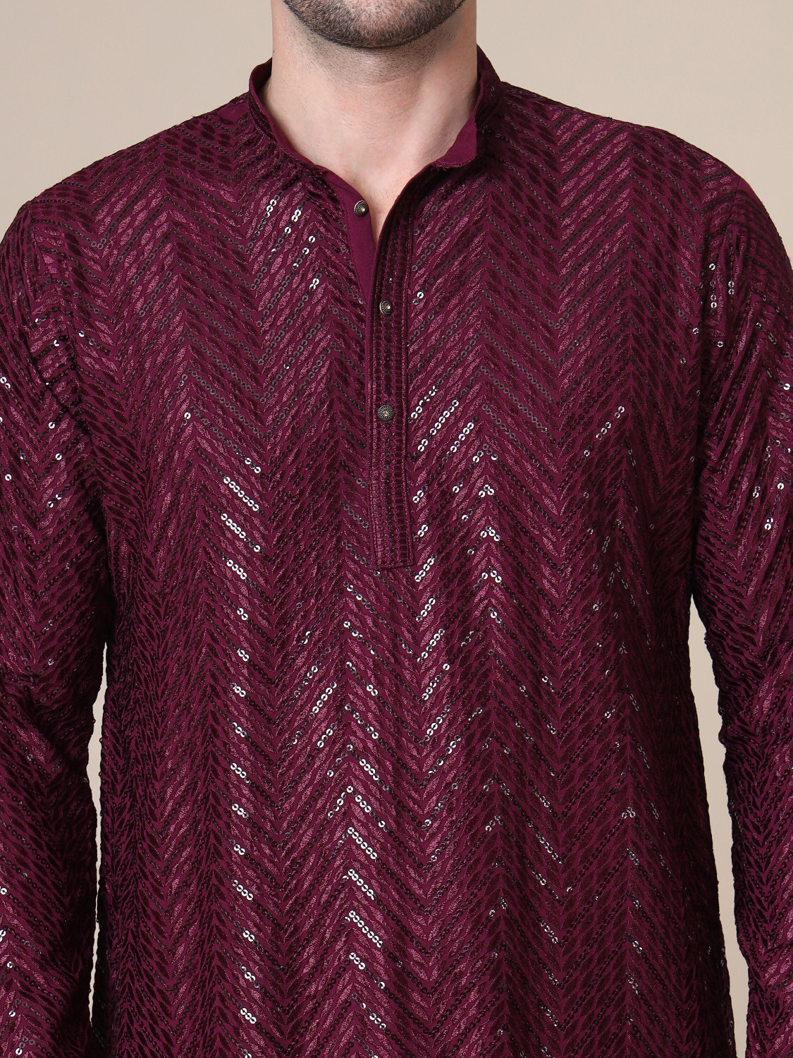 Image of ADHIRAJAN Men Embellished Straight Kurta