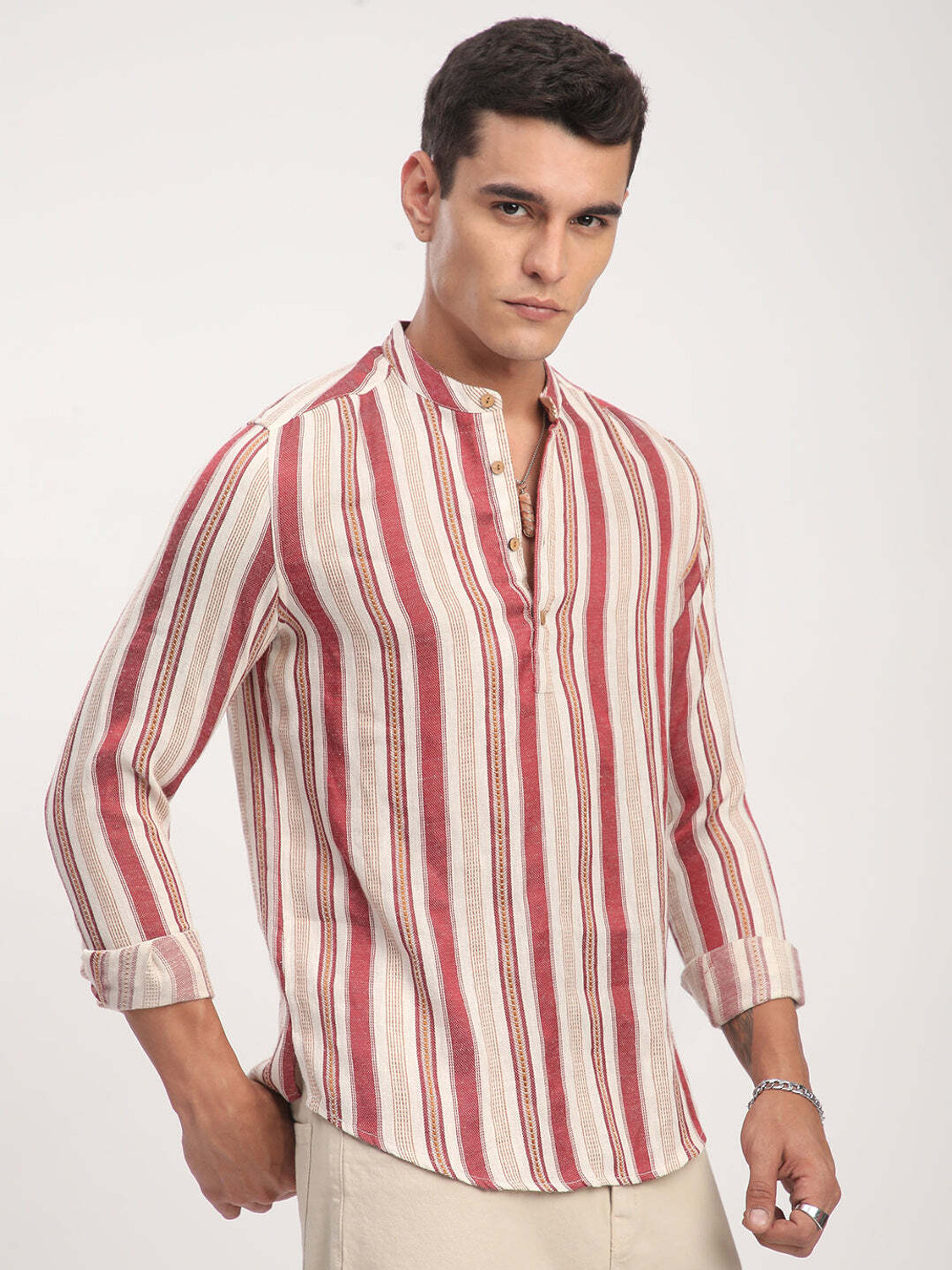 Image of VASTRADO Men Striped Straight Kurta