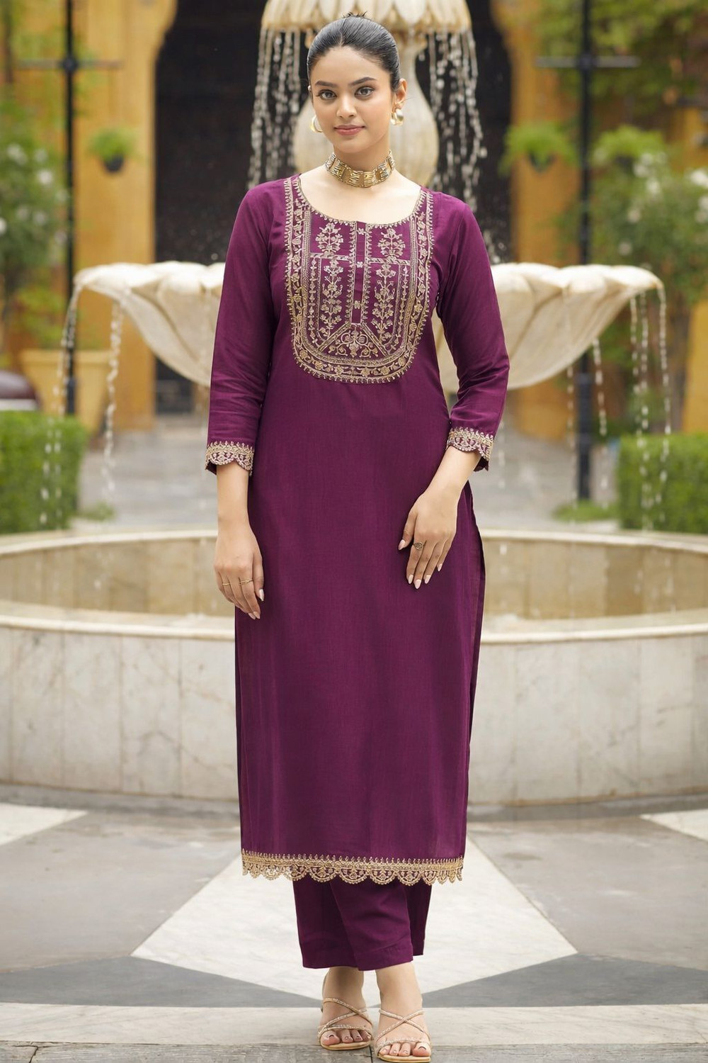 Image of KurtiByHarshita Women Embroidered A-line Kurta