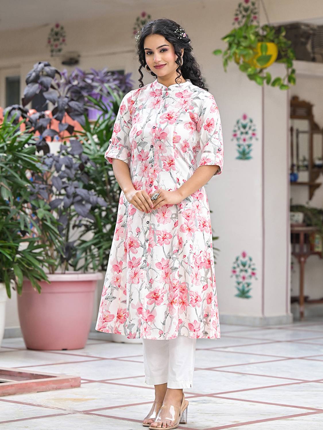 Aravalii Women Floral Print A-line Kurta