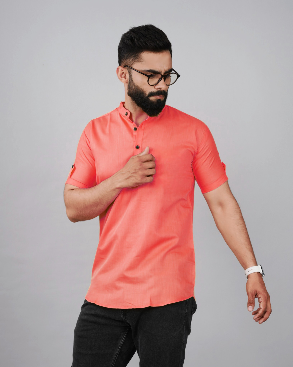 Image of Fashion Marts Men Solid Straight Kurta