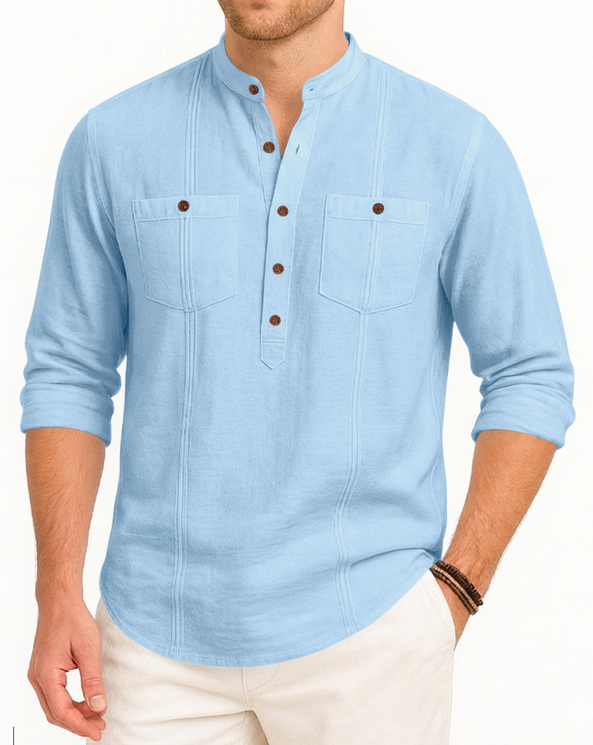 Image of zbio Men Solid Straight Kurta