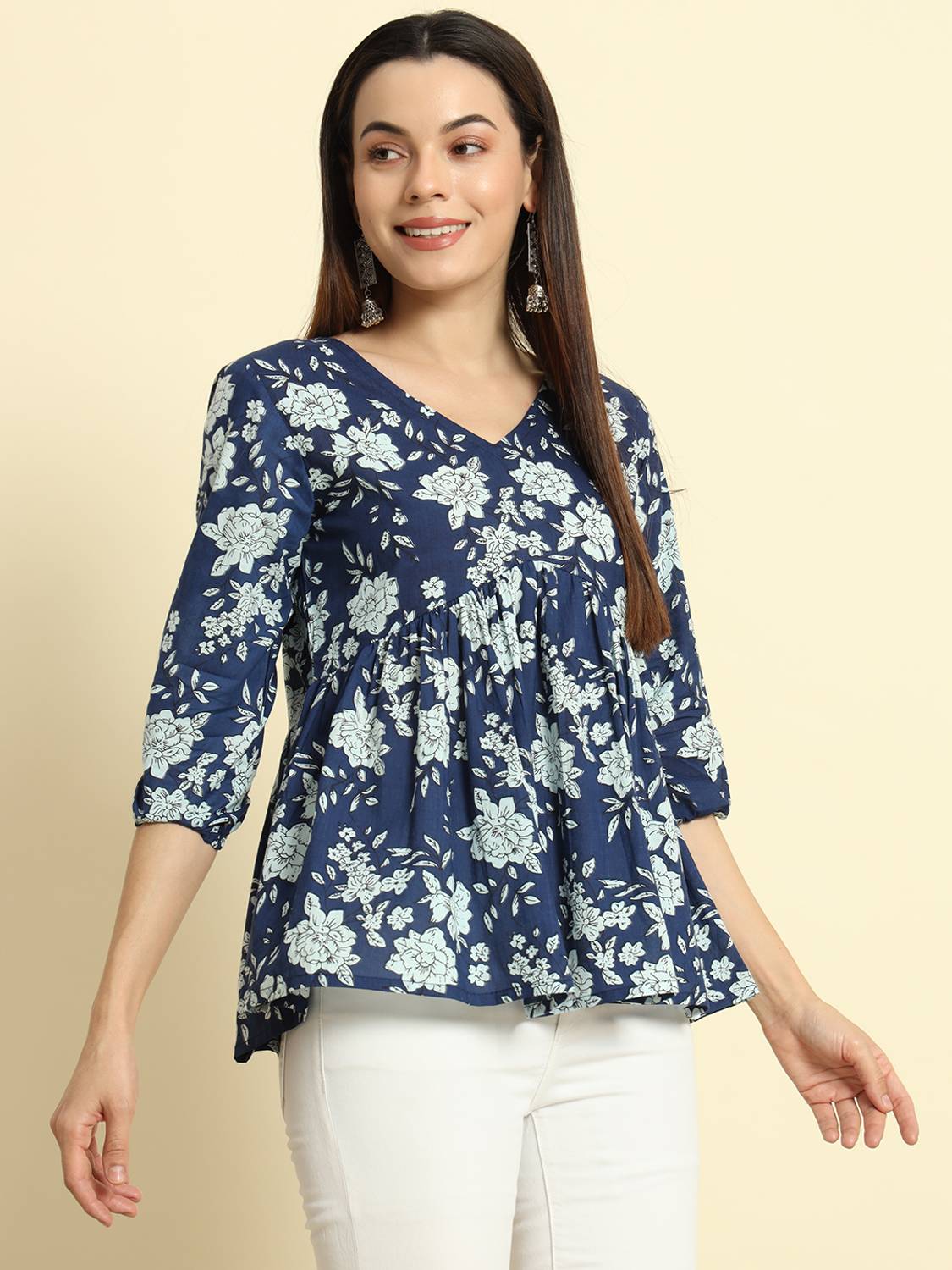 Sa Rasa Women Printed Cotton Blend Flared Kurta (Multicolor)