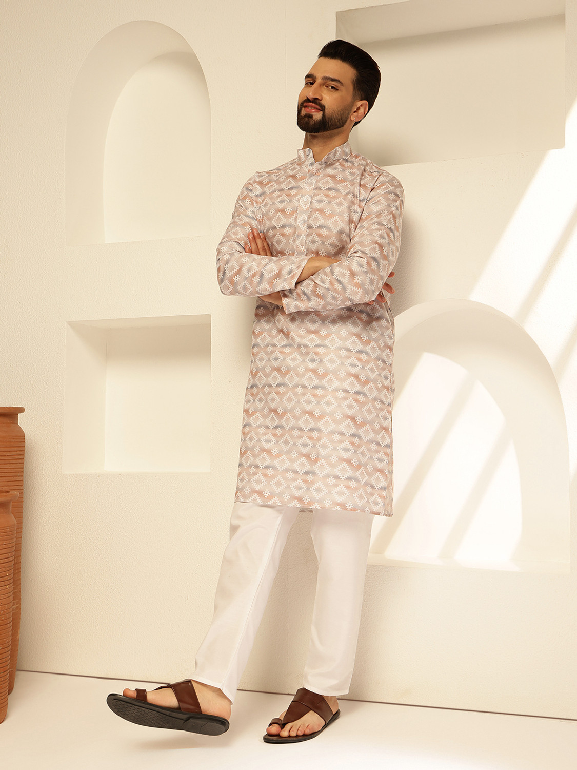 Image of SOJANYA Men Printed Straight Kurta