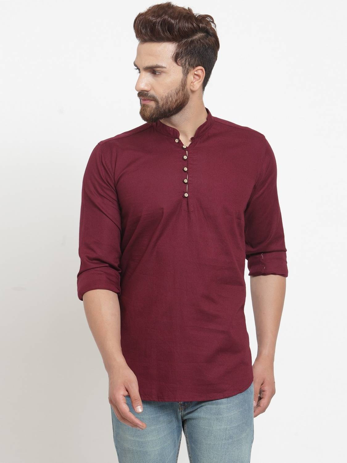 WearCulture Men Solid Straight Kurta