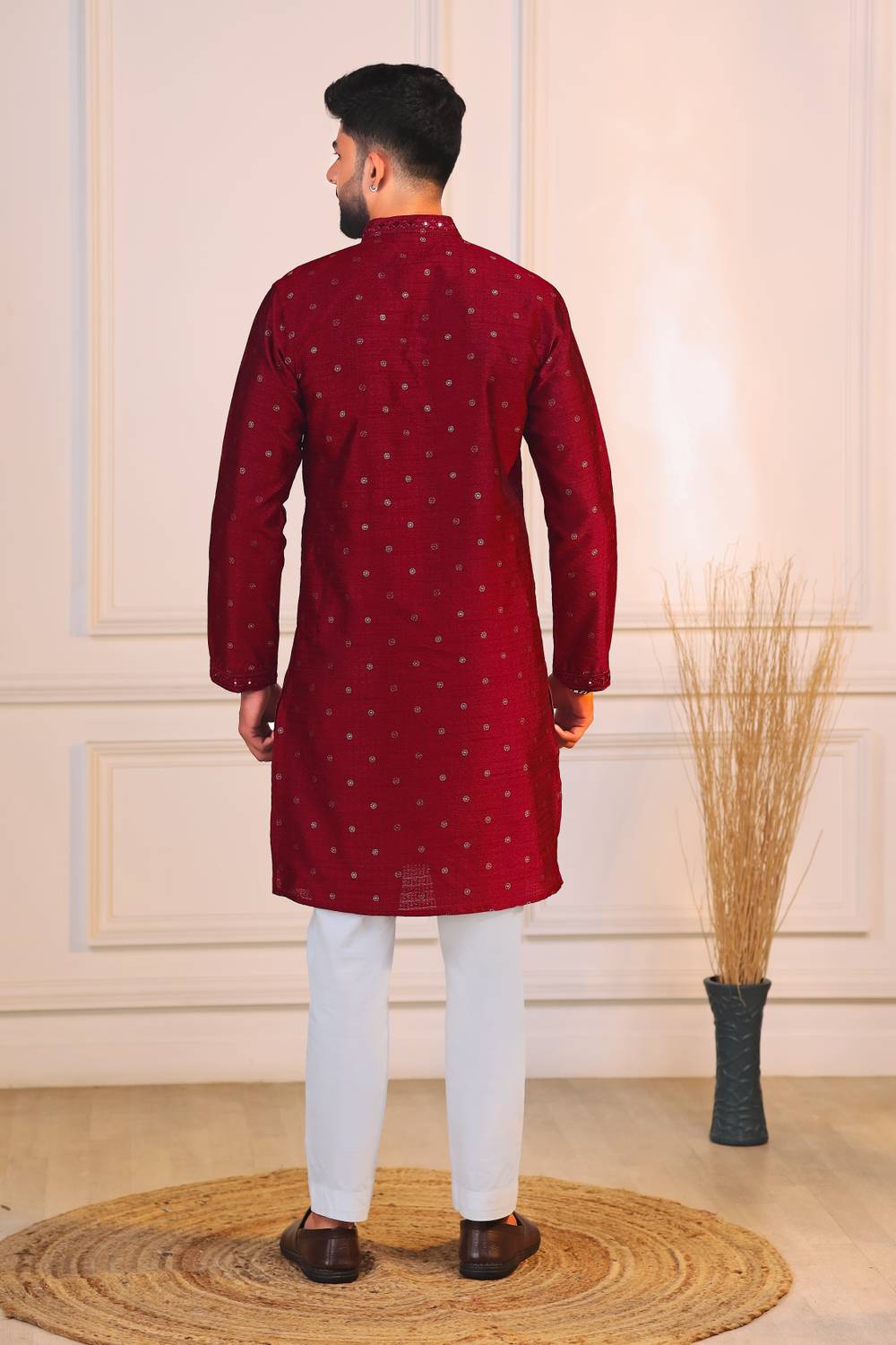 Koshin Men Jacquard Kurta Pyjama Set - Image 3