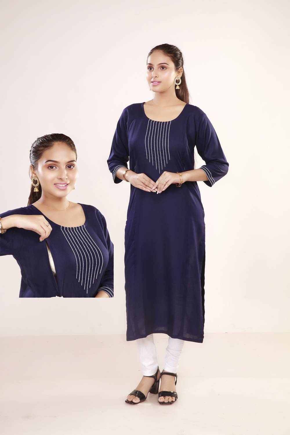 MAHEE TRENDZ Women Chikan Embroidery, Self Design Cotton Rayon St