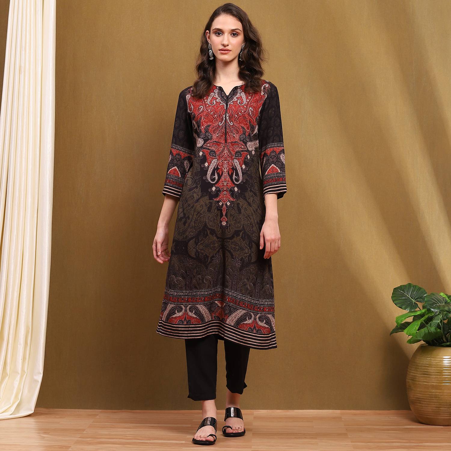 BIBA Women Printed Straight Kurta