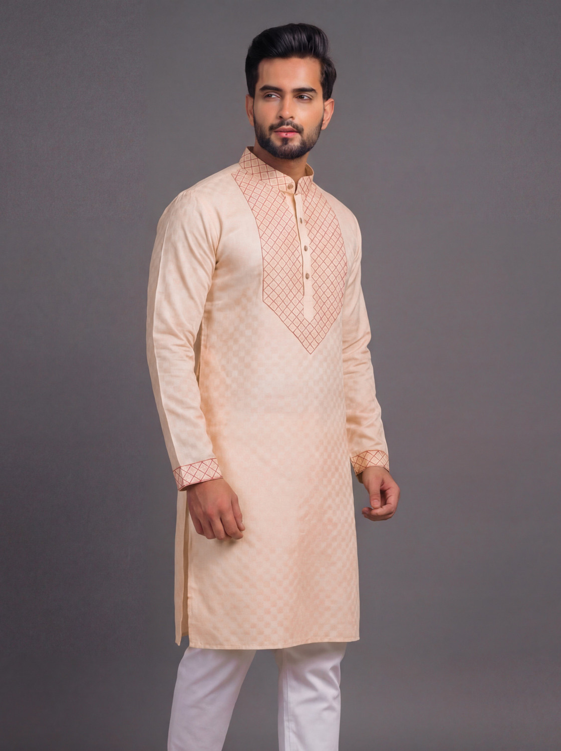 Image of Tibra Collection Men Embroidered Straight Kurta