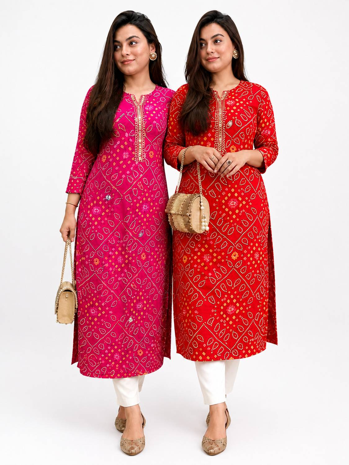 ABCREATION Women Printed Straight Kurta