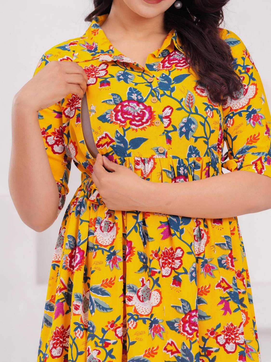 BHATRAS Women Printed Anarkali Kurta - Yellow