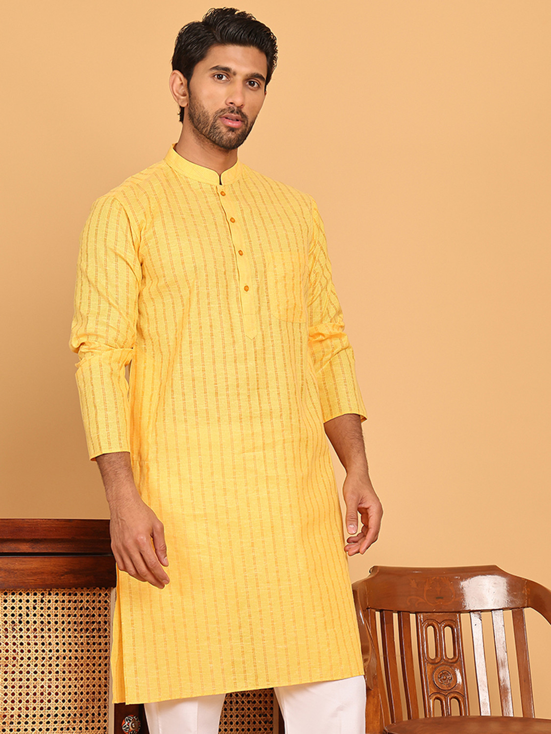 Image of Jompers Men Striped Straight Kurta