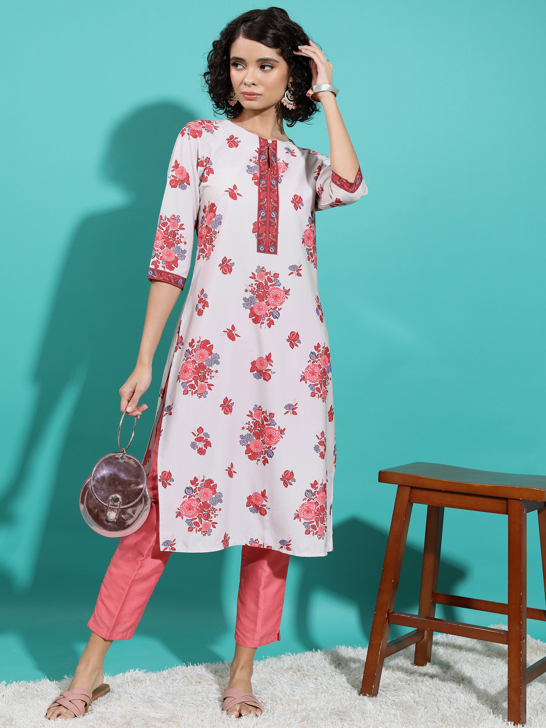 Image of KETCH Women Floral Print Straight Kurta