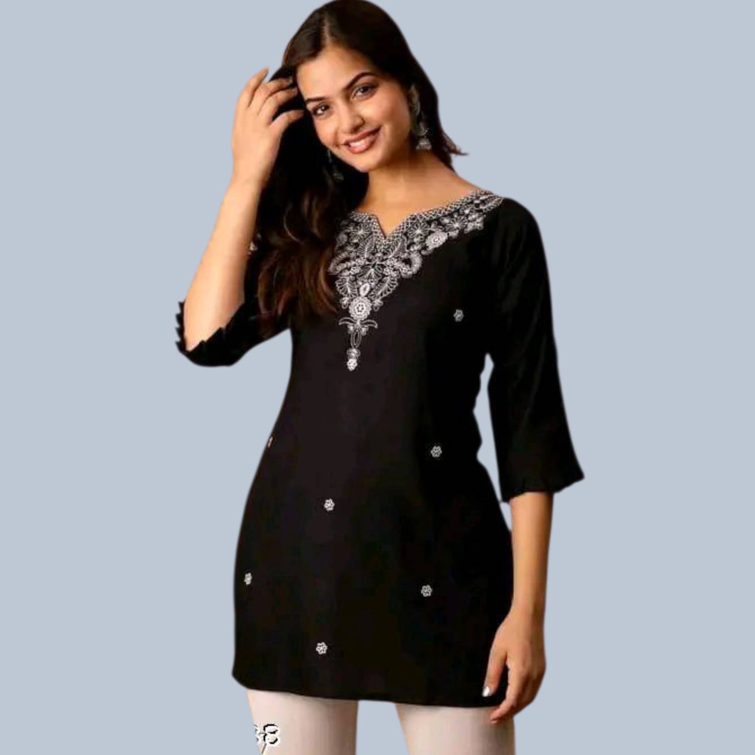 Lasafiya Women Embroidered Viscose Rayon, Cotton Blend Straight K
