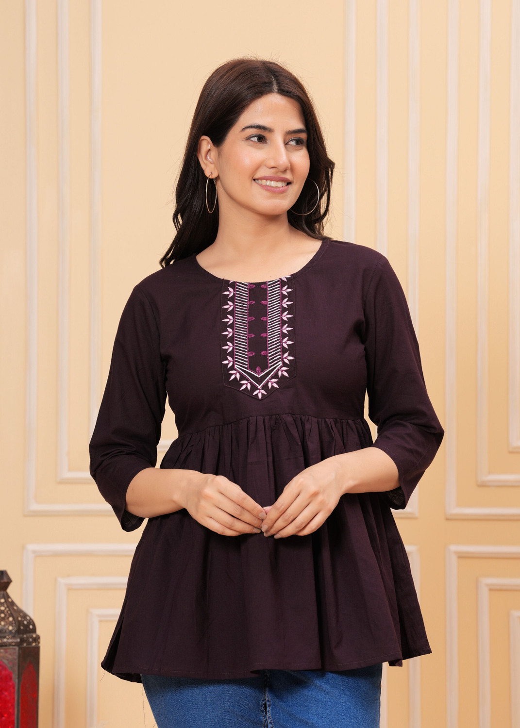 Image of CHECHI Women Embroidered A-line Kurta
