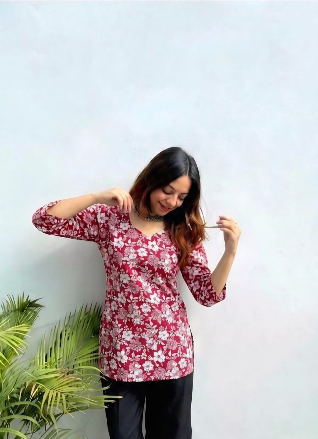 Image of mamtahub Women Floral Print A-line Kurta