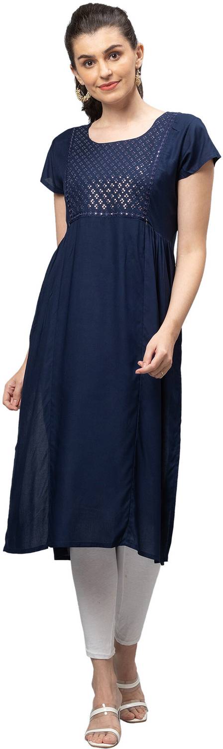 AV2 Women Embroidered A-line Kurta