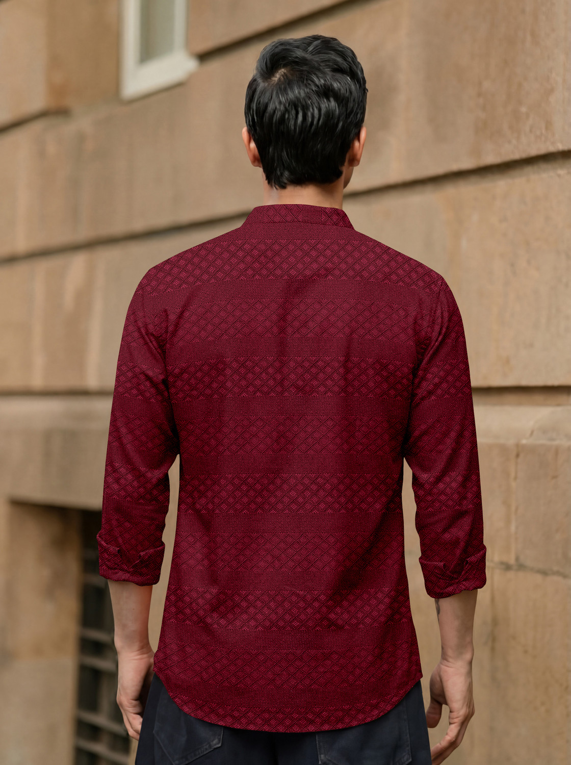 Image of VELLOSTA Men Self Design Straight Kurta