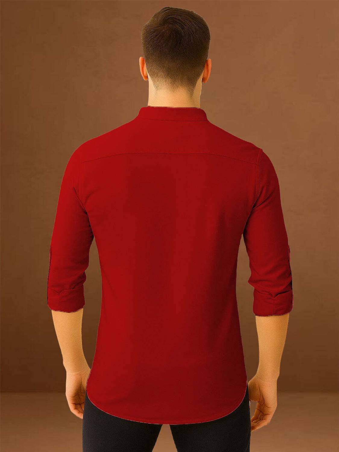 LENIA Men Red Straight Kurta - Image 2