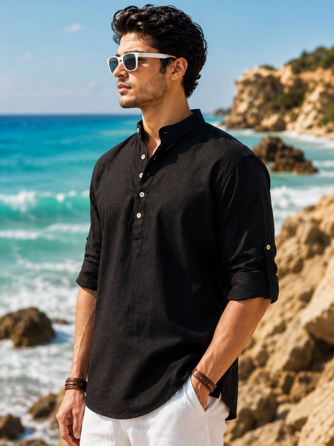Majestic Men Self Design Straight Kurta - Image 3
