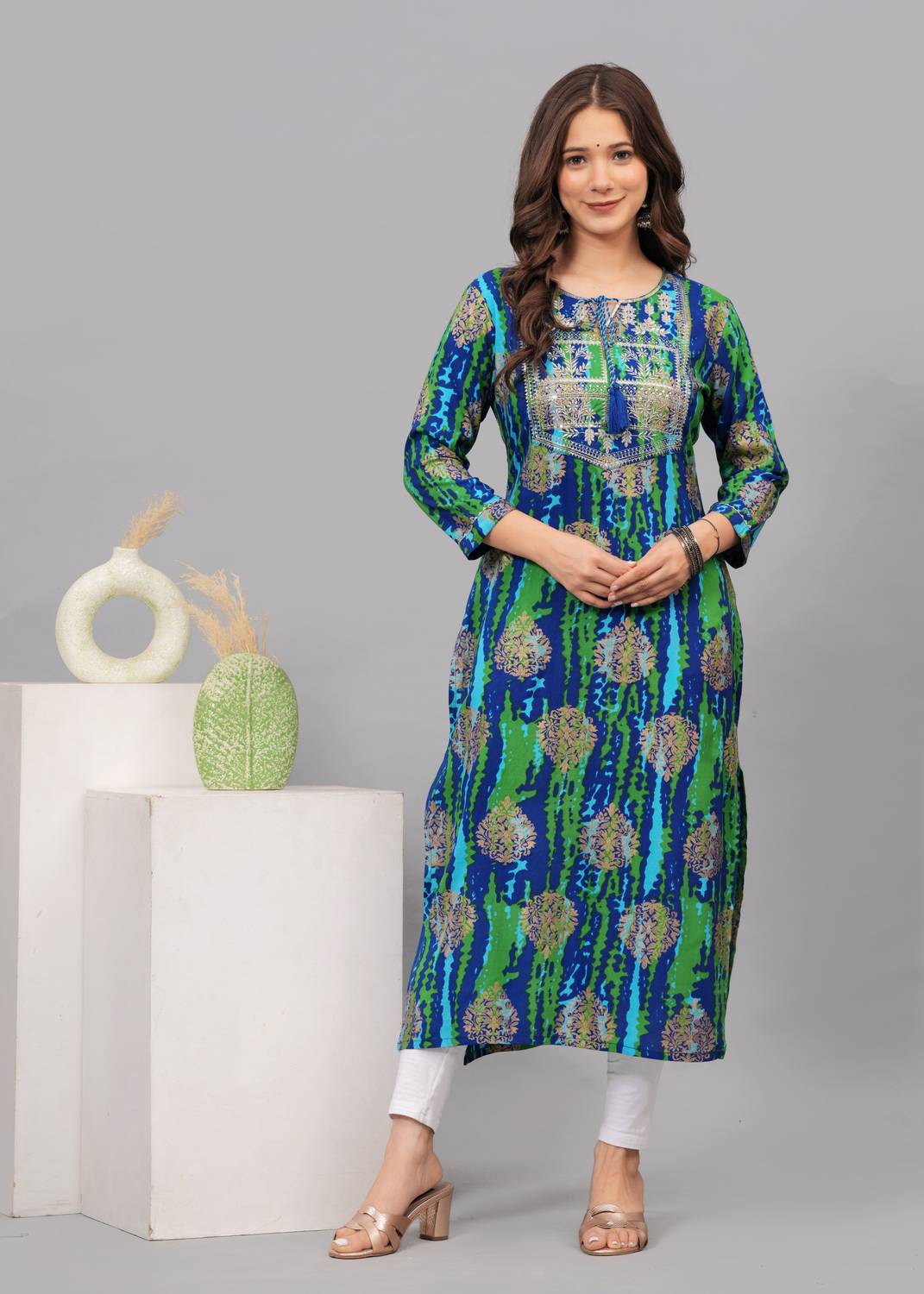 DY FAB ONLINE FASHION Women Floral Print Cotton Blend Straight Ku