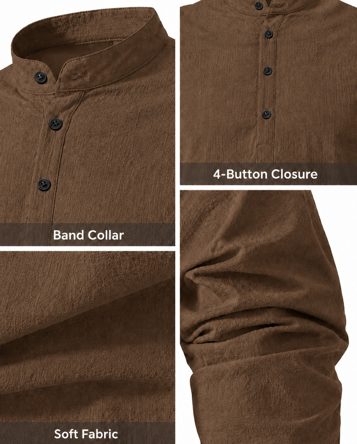 Image of COMBRAIDED Men Self Design Casual Brown Shirt