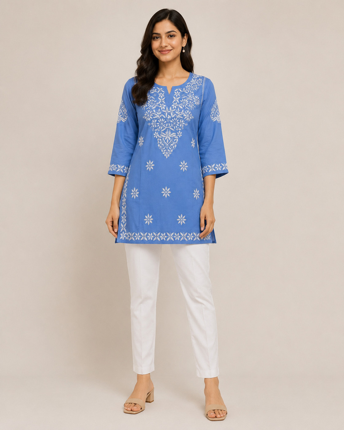 Image of Harshi Women Chikan Embroidery Straight Kurta