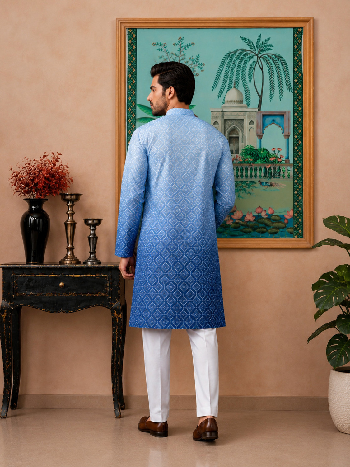 Image of romj Men Embroidered Straight Kurta