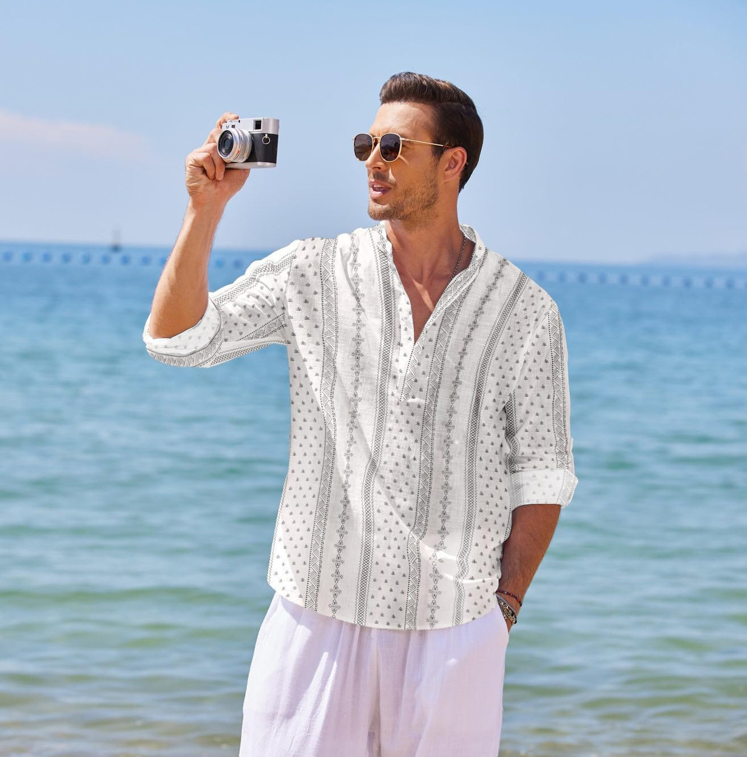 Image of CALLIDAM Men Printed Straight Kurta