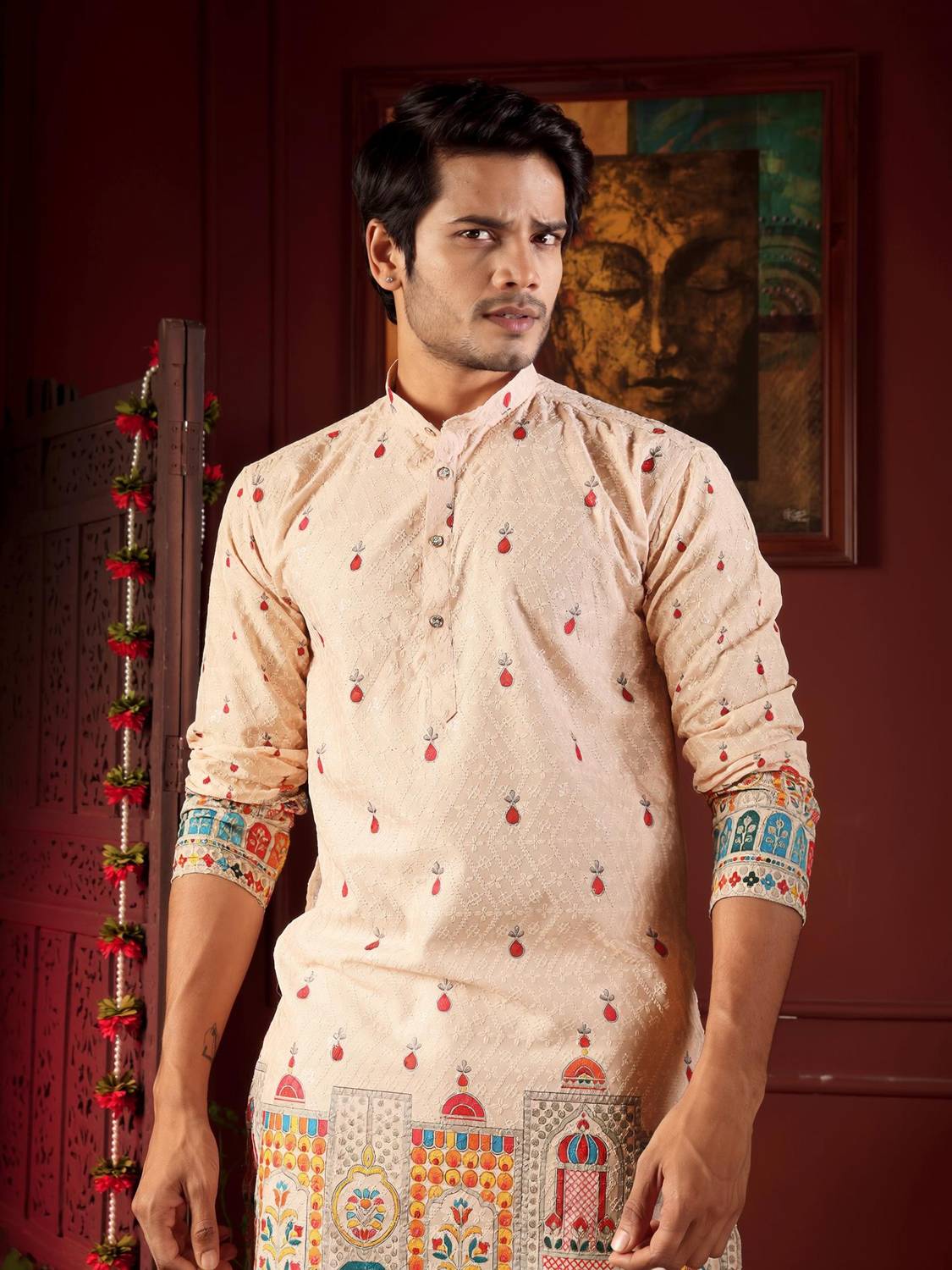 BBS Men Embroidered Straight Kurta - Image 1