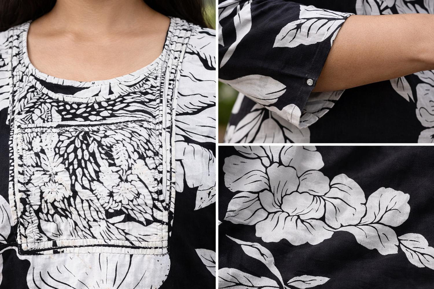Image of threadsphere Women Floral Print, Embroidered Straight Kurta